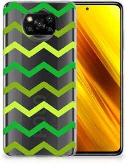 B2Ctelecom Telefoonhoesje Xiaomi Poco X3 TPU Siliconen Hoesje met Foto Zigzag Groen