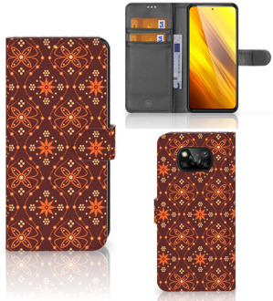 B2Ctelecom Telefoonhoesje Xiaomi Poco X3 Wallet Book Case Batik Brown