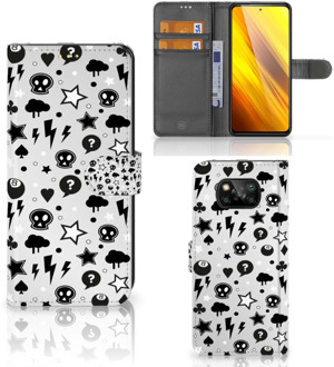 B2Ctelecom Telefoonhoesje Xiaomi Poco X3 Wallet Book Case met Pasjeshouder Silver Punk