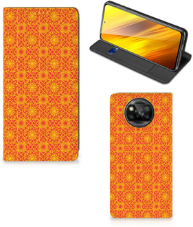 B2Ctelecom Telefoonhoesje Xiaomi Poco X3 Wallet Case Batik Orange