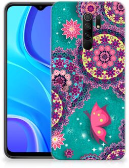 B2Ctelecom Telefoonhoesje Xiaomi Redmi 9 Back Cover Siliconen Hoesje Cirkels en Vlinders