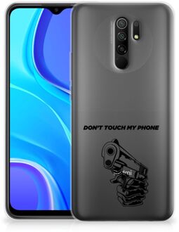 B2Ctelecom Telefoonhoesje Xiaomi Redmi 9 Back Cover Siliconen Hoesje Transparant Gun Don't Touch My Phone