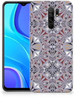 B2Ctelecom Telefoonhoesje Xiaomi Redmi 9 Hoesje Flower Tiles