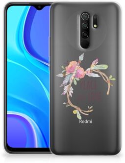 B2Ctelecom Telefoonhoesje Xiaomi Redmi 9 TPU Siliconen Hoesje Boho Text