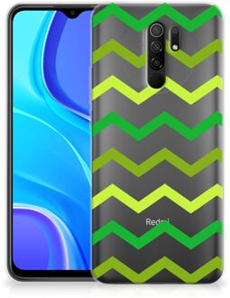 B2Ctelecom Telefoonhoesje Xiaomi Redmi 9 TPU Siliconen Hoesje met Foto Zigzag Groen