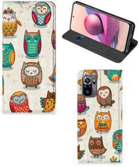 B2Ctelecom Telefoonhoesje Xiaomi Redmi Note 10 4G | 10S Bookcover Vrolijke Uilen