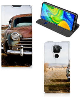 B2Ctelecom Telefoonhoesje Xiaomi Redmi Note 9 Bookcover Vintage Auto