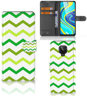 B2Ctelecom Telefoonhoesje Xiaomi Redmi Note 9 Pro | Note 9S Flip Case Zigzag Groen