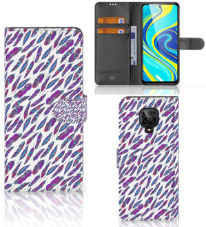 B2Ctelecom Telefoonhoesje Xiaomi Redmi Note 9 Pro | Note 9S Flip Cover Feathers Color