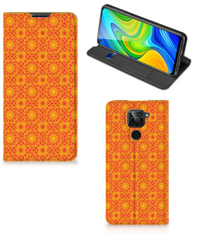 B2Ctelecom Telefoonhoesje Xiaomi Redmi Note 9 Wallet Case Batik Orange