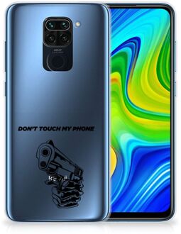 B2Ctelecom Telefoonhoesje Xiaomi Redmi Note9 Back Cover Siliconen Hoesje Transparant Gun Don't Touch My Phone