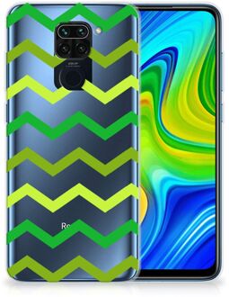 B2Ctelecom Telefoonhoesje Xiaomi Redmi Note9 TPU Siliconen Hoesje met Foto Zigzag Groen