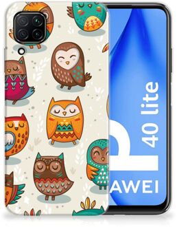 B2Ctelecom Telefoontas Huawei P40 Lite Telefoonhoesje Super als Cadeautjes voor Meisjes Vrolijke Uilen