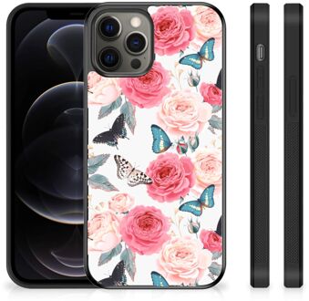 B2Ctelecom Telefoontas iPhone 12 Pro Max Smartphone Hoesje met Zwarte rand Butterfly Roses