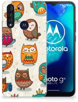 B2Ctelecom Telefoontas Motorola Moto G8 Power Lite Telefoonhoesje Super als Cadeautjes voor Meisjes Vrolijke Uilen