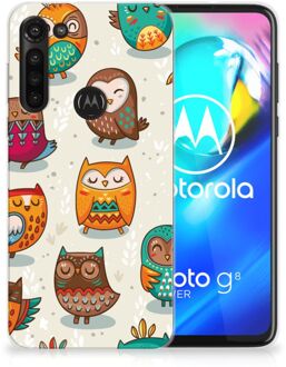 B2Ctelecom Telefoontas Motorola Moto G8 Power Telefoonhoesje Super als Cadeautjes voor Meisjes Vrolijke Uilen