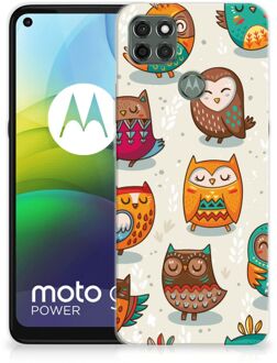 B2Ctelecom Telefoontas Motorola Moto G9 Power Telefoonhoesje Super als Cadeautjes voor Meisjes Vrolijke Uilen