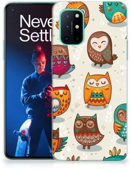 B2Ctelecom Telefoontas OnePlus 8T Telefoonhoesje Super als Cadeautjes voor Meisjes Vrolijke Uilen