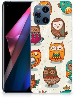 B2Ctelecom Telefoontas OPPO Find X3 | X3 Pro Telefoonhoesje Super als Cadeautjes voor Meisjes Vrolijke Uilen