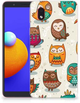 B2Ctelecom Telefoontas Samsung Galaxy A01 Core Telefoonhoesje Super als Cadeautjes voor Meisjes Vrolijke Uilen