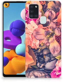 B2Ctelecom Telefoontas Samsung Galaxy A21s Hoesje Super als Moederdag Cadeau Bosje Bloemen