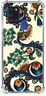 B2Ctelecom Telefoontas Samsung Galaxy A21s Shockproof Case met doorzichtige rand Barok Flower