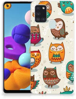 B2Ctelecom Telefoontas Samsung Galaxy A21s Telefoonhoesje Super als Cadeautjes voor Meisjes Vrolijke Uilen