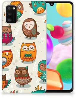 B2Ctelecom Telefoontas Samsung Galaxy A41 Telefoonhoesje Super als Cadeautjes voor Meisjes Vrolijke Uilen