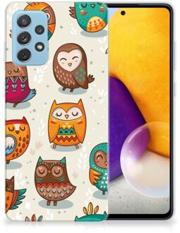 B2Ctelecom Telefoontas Samsung Galaxy A72 Telefoonhoesje Super als Cadeautjes voor Meisjes Vrolijke Uilen