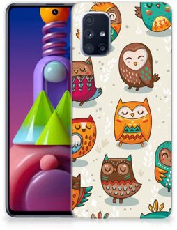 B2Ctelecom Telefoontas Samsung Galaxy M51 Telefoonhoesje Super als Cadeautjes voor Meisjes Vrolijke Uilen