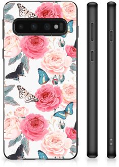 B2Ctelecom Telefoontas Samsung Galaxy S10 Smartphone Hoesje met Zwarte rand Butterfly Roses