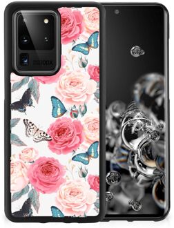 B2Ctelecom Telefoontas Samsung Galaxy S20 Ultra Smartphone Hoesje met Zwarte rand Butterfly Roses