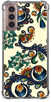 B2Ctelecom Telefoontas Samsung Galaxy S21 Plus Shockproof Case met doorzichtige rand Barok Flower