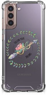 B2Ctelecom Telefoontas Samsung Galaxy S21 Plus Smartphone hoesje met doorzichtige rand Boho Dreams