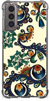 B2Ctelecom Telefoontas Samsung Galaxy S21 Shockproof Case met doorzichtige rand Barok Flower