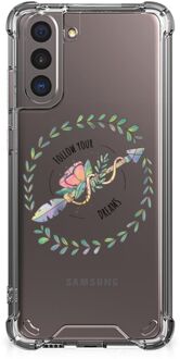 B2Ctelecom Telefoontas Samsung Galaxy S21 Smartphone hoesje met doorzichtige rand Boho Dreams