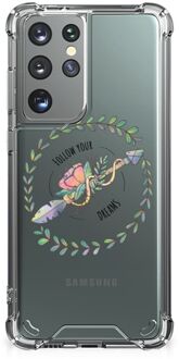 B2Ctelecom Telefoontas Samsung Galaxy S21 Ultra Smartphone hoesje met doorzichtige rand Boho Dreams