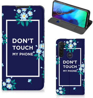 B2Ctelecom Telefoontasje Motorola Moto G Pro Smartphone Hoesje Flowers Blue Don't Touch My Phone