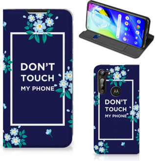 B2Ctelecom Telefoontasje Motorola Moto G8 Power Smartphone Hoesje Flowers Blue Don't Touch My Phone