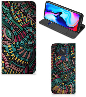 B2Ctelecom Telefoontasje Motorola Moto G9 Play Smart Cover Aztec