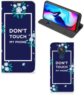 B2Ctelecom Telefoontasje Motorola Moto G9 Play Smartphone Hoesje Flowers Blue Don't Touch My Phone