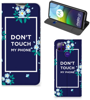 B2Ctelecom Telefoontasje Motorola Moto G9 Power Smartphone Hoesje Flowers Blue Don't Touch My Phone