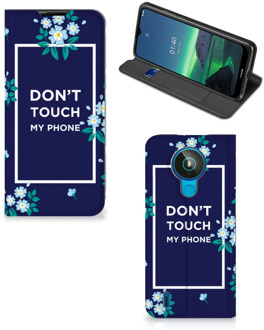 B2Ctelecom Telefoontasje Nokia 1.4 Smartphone Hoesje Flowers Blue Don't Touch My Phone