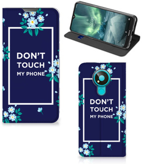 B2Ctelecom Telefoontasje Nokia 3.4 Smartphone Hoesje Flowers Blue Don't Touch My Phone