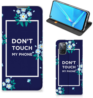 B2Ctelecom Telefoontasje OPPO A52 | A72 Smartphone Hoesje Flowers Blue Don't Touch My Phone