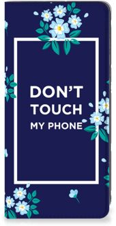 B2Ctelecom Telefoontasje Samsung Galaxy A21s Smartphone Hoesje Flowers Blue Don't Touch My Phone