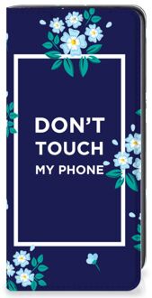 B2Ctelecom Telefoontasje Samsung Galaxy A41 Smartphone Hoesje Flowers Blue Don't Touch My Phone