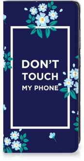 B2Ctelecom Telefoontasje Samsung Galaxy A52 Smartphone Hoesje Flowers Blue Don't Touch My Phone