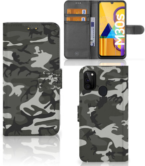 B2Ctelecom Telefoontasje Samsung Galaxy M21 Telefoon Hoesje Cadeau voor hem Army Light