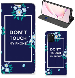 B2Ctelecom Telefoontasje Samsung Galaxy Note 10 Lite Smartphone Hoesje Flowers Blue Don't Touch My Phone